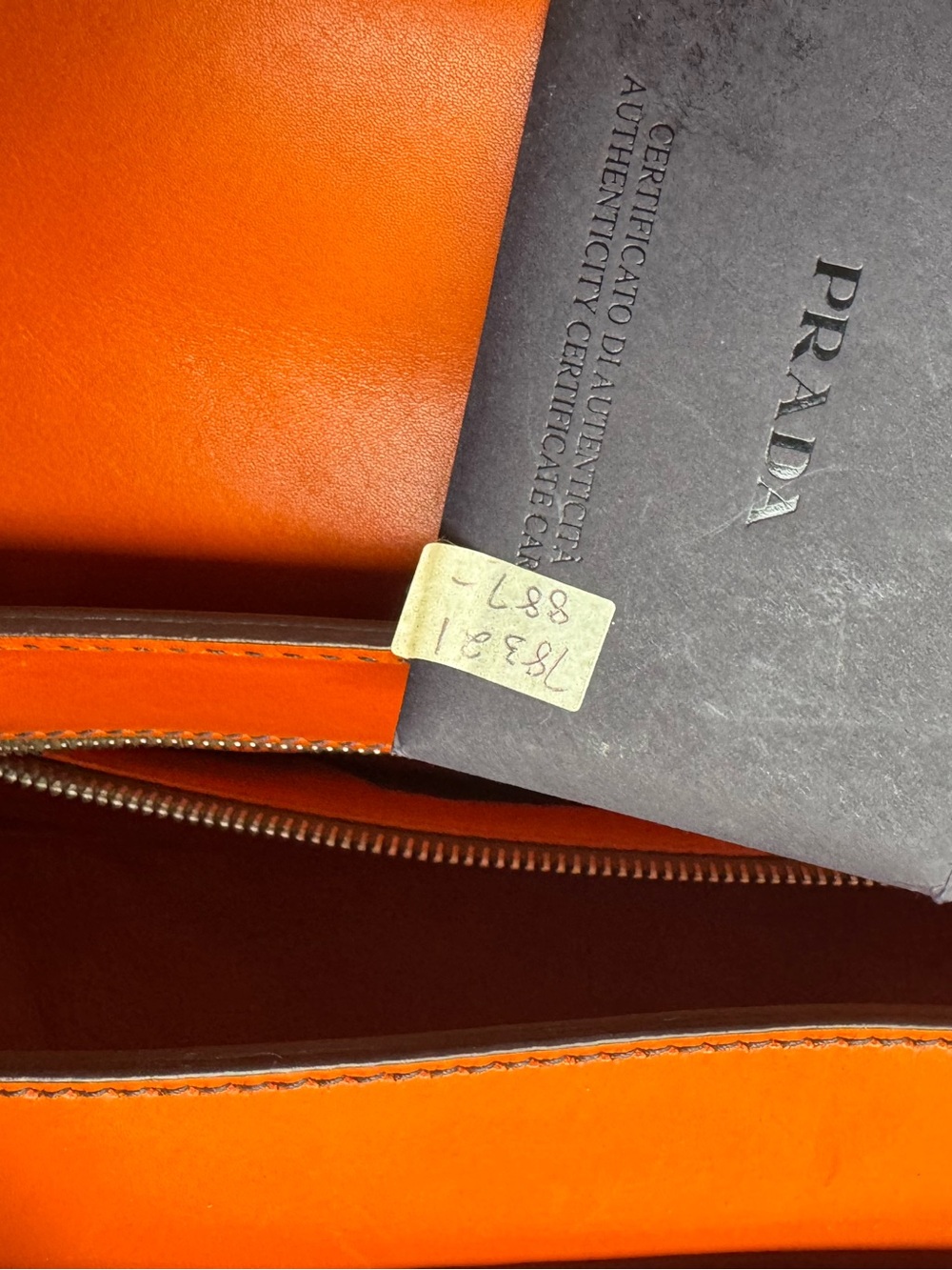 Prada Orange Leather Shoulder Bag with Brown Trim - Picture 10 of 16